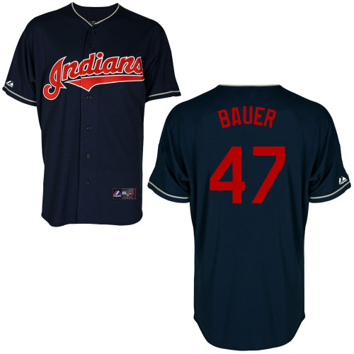 Trevor Bauer #47 Youth Baseball Jersey-Cleveland Indians Authentic Alternate Navy Cool Base MLB Jersey